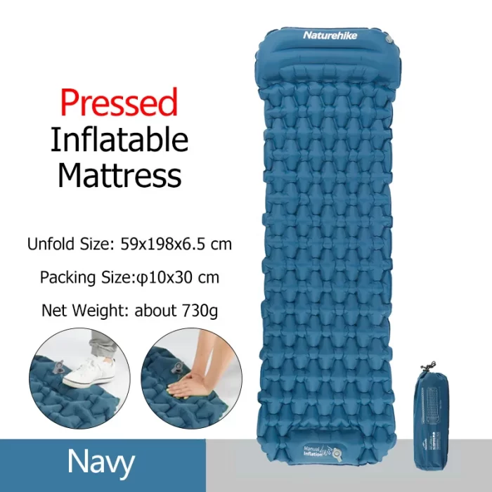 Naturehike FC12 Inflatable Mattress Press Pump 40D Nylon Camping Mat Ultralight Outdoor Hiking Sleeping Pad Air 1