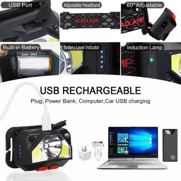 هدلایت سنسوردار 6 حالته با قابلیت شارژ USB