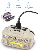 چراغ پیشانی شارژی سنسوردار HX-817S (COB + 5 LED) - Image 9