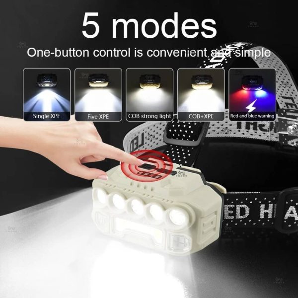 چراغ پیشانی شارژی سنسوردار HX-817S (COB + 5 LED)